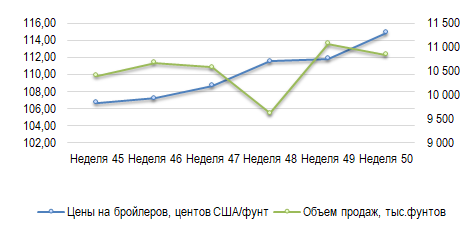 США: Обзор рынка бройлеров за 50 неделю от 15 декабря 2025 года
