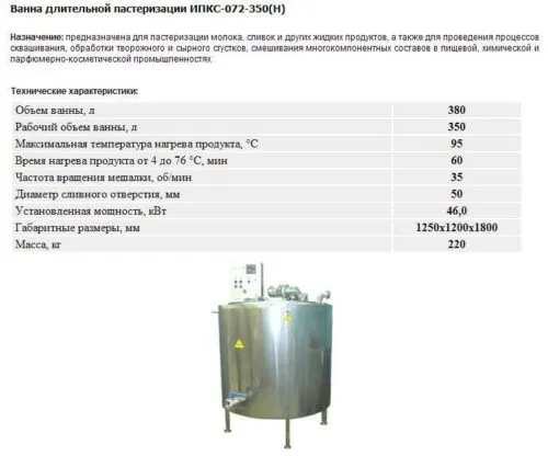 Фотография продукта Ванна длительной пастеризации