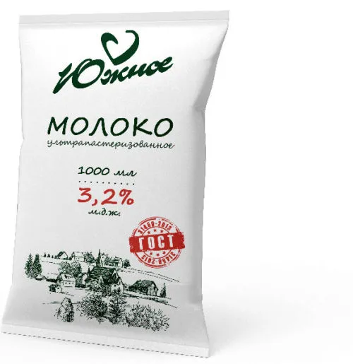 Фотография продукта Молоко "Южное", м.д.ж. 3,2% (ТФА), 900мл