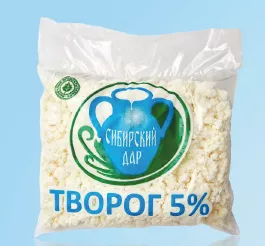 творог 5%, 500г, п/э пакет, 30 суток  в Новосибирске и Новосибирской области