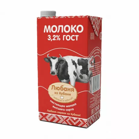 Фотография продукта Молоко 3.2% 1 литр любаня из кубани